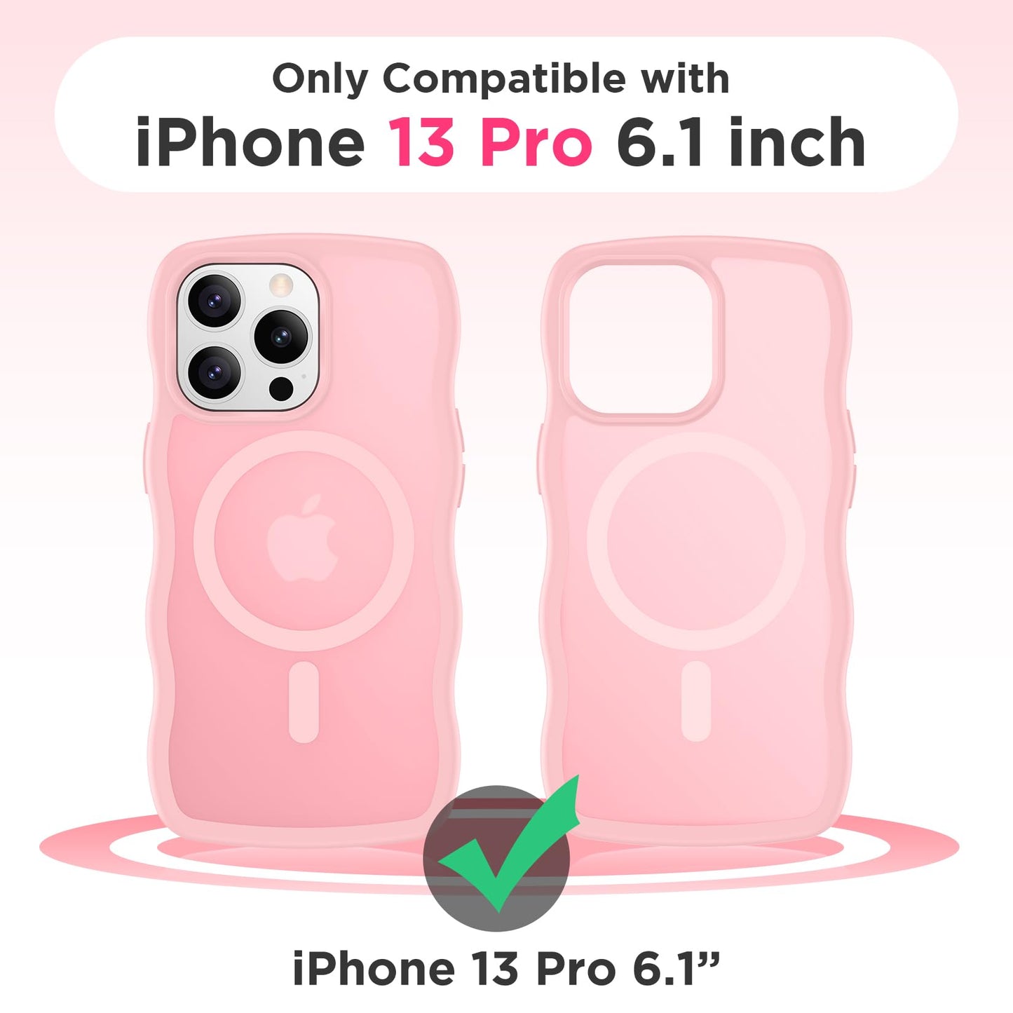 Magnetic for iPhone 13 Pro Case, Compatible with MagSafe Cute Wave Non-Slip Translucent Matte Easier Grip Shockproof Phone Case for iPhone 13 Pro, Black WN420