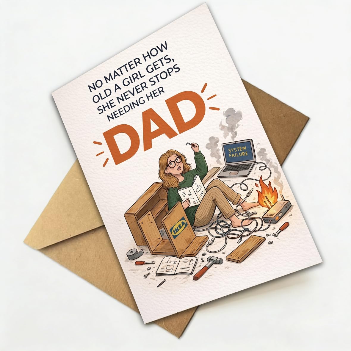 Memorial Fathers Day Card for Husband, Fathers Day Card for Husband in Heaven, Sympathy Fathers Day Gift, with Kraft Envelope and Gold Seal Sticker BST220