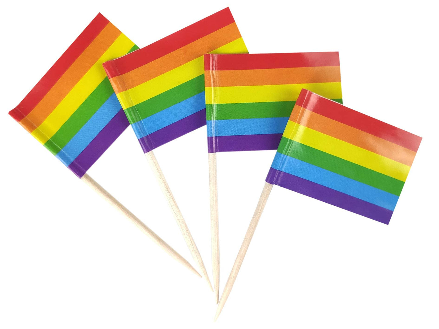 JBCD Rainbow Gay Pride Toothpick Flag Mini Small LGBT Cupcake Topper Flags, 100 pcs BST220