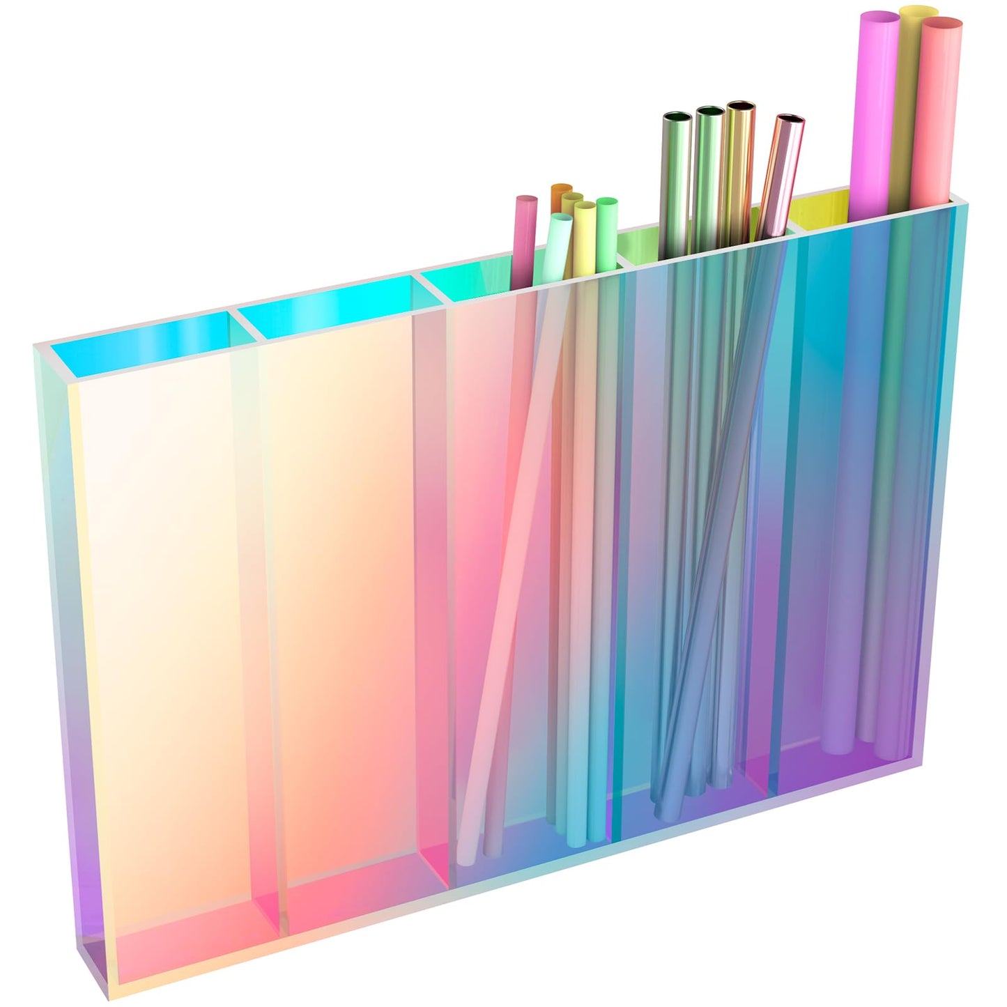 NiHome 10” Large Clear Acrylic Straw Holder for Cabinet Door – Fully Enclosed Straw Organizer for Cabinet Doors or Countertops, Ultra Sticky Mount, Space-Saving Kitchen Accessories Container BST326H