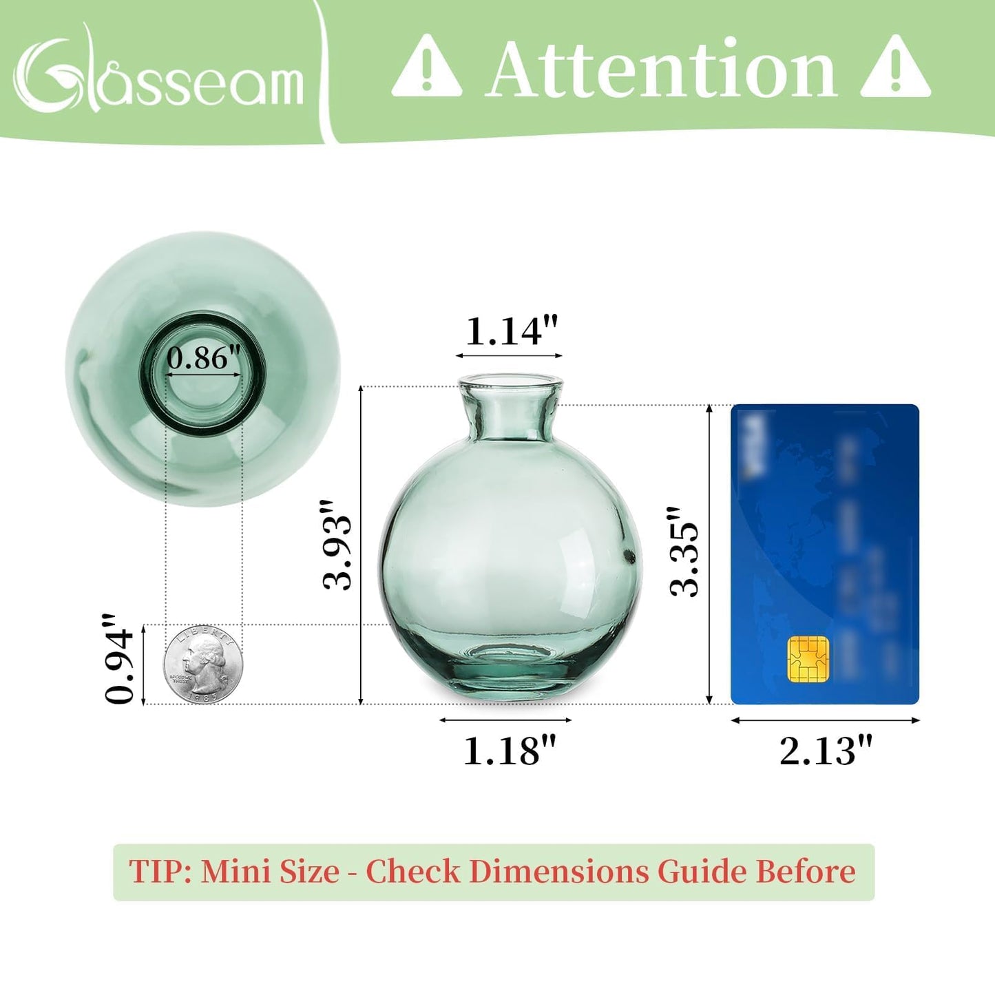 Glasseam Clear Glass Bud Vase, 3Pcs/Set Modern Decorative Small Mini Flowers Vases Short Minimalist Aesthetic Home Decor Vintage Cute Handmade Tiny Wedding Table Centerpieces for Single Flower Rose BST326H