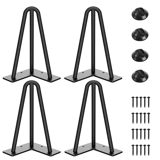 SMARTSTANDARD 16 Inch Hairpin Table Legs, 3 Steel Rods 1/2 Inch Pipe Diameter, 800lbs Load Capacity, Mid-Century Style for Coffee Table, Side Table, Night Stand (Black, 4PCS) BST220