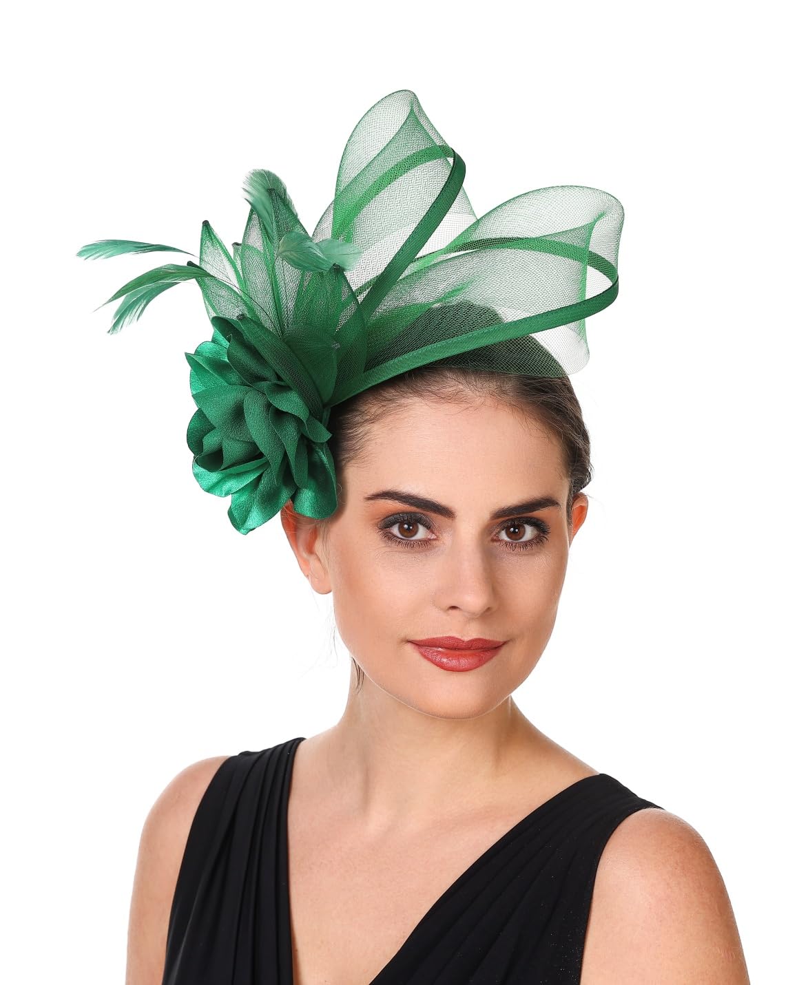 SAFERIN Fascinators Hat Flower Mesh Ribbons Feathers on a Headband and a Clip Tea Party Headwear for Girls and Women WN420
