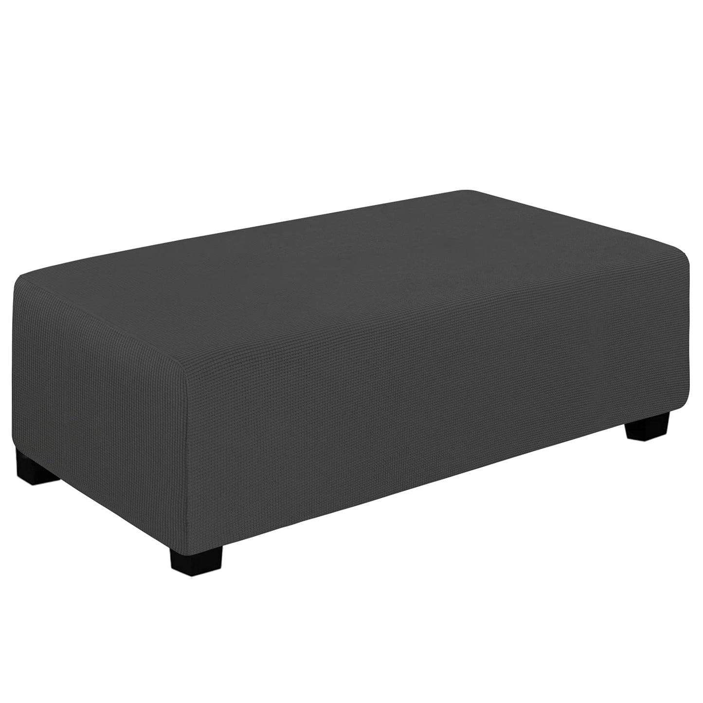 Easy-Going Stretch Square Ottoman Cover 15x15x15inch Dark Blue | Folding Storage Footstool cover Furniture Protector Soft Rectangle slipcover with Elastic Bottom BST202