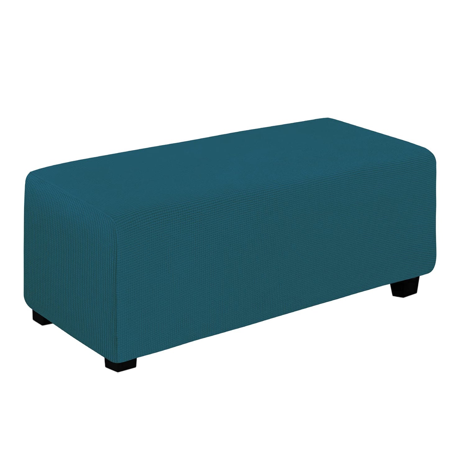Easy-Going Stretch Square Ottoman Cover 15x15x15inch Dark Blue | Folding Storage Footstool cover Furniture Protector Soft Rectangle slipcover with Elastic Bottom BST202