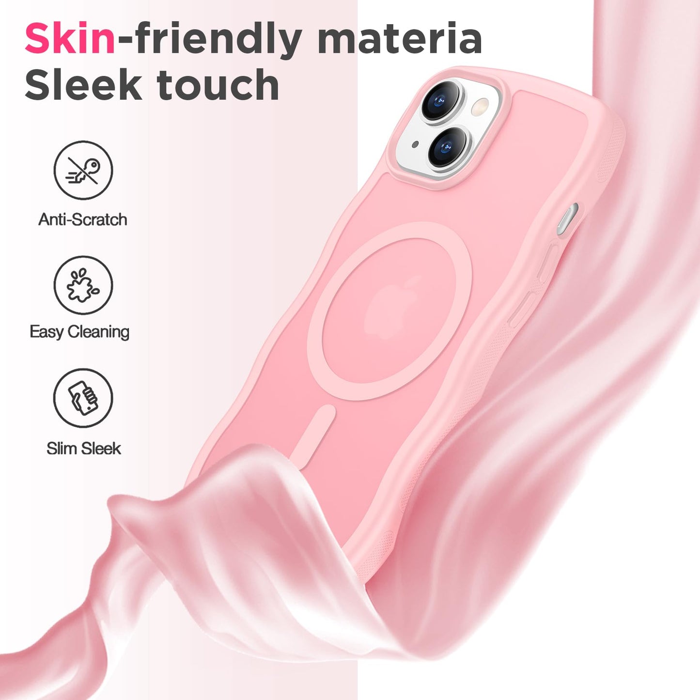 Magnetic for iPhone 13 Pro Case, Compatible with MagSafe Cute Wave Non-Slip Translucent Matte Easier Grip Shockproof Phone Case for iPhone 13 Pro, Black WN420