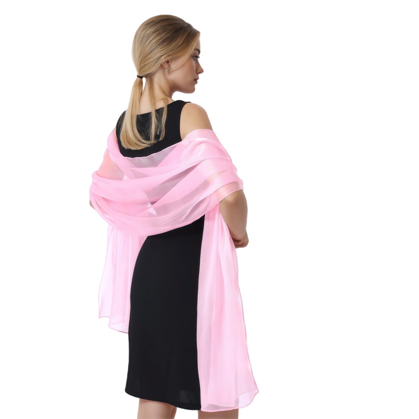 Women Sheer Crepe Shawl - Lightweight Soft Shimmer Wrap for Evening Party, Travel & Festival - Versatile Elegant WN420