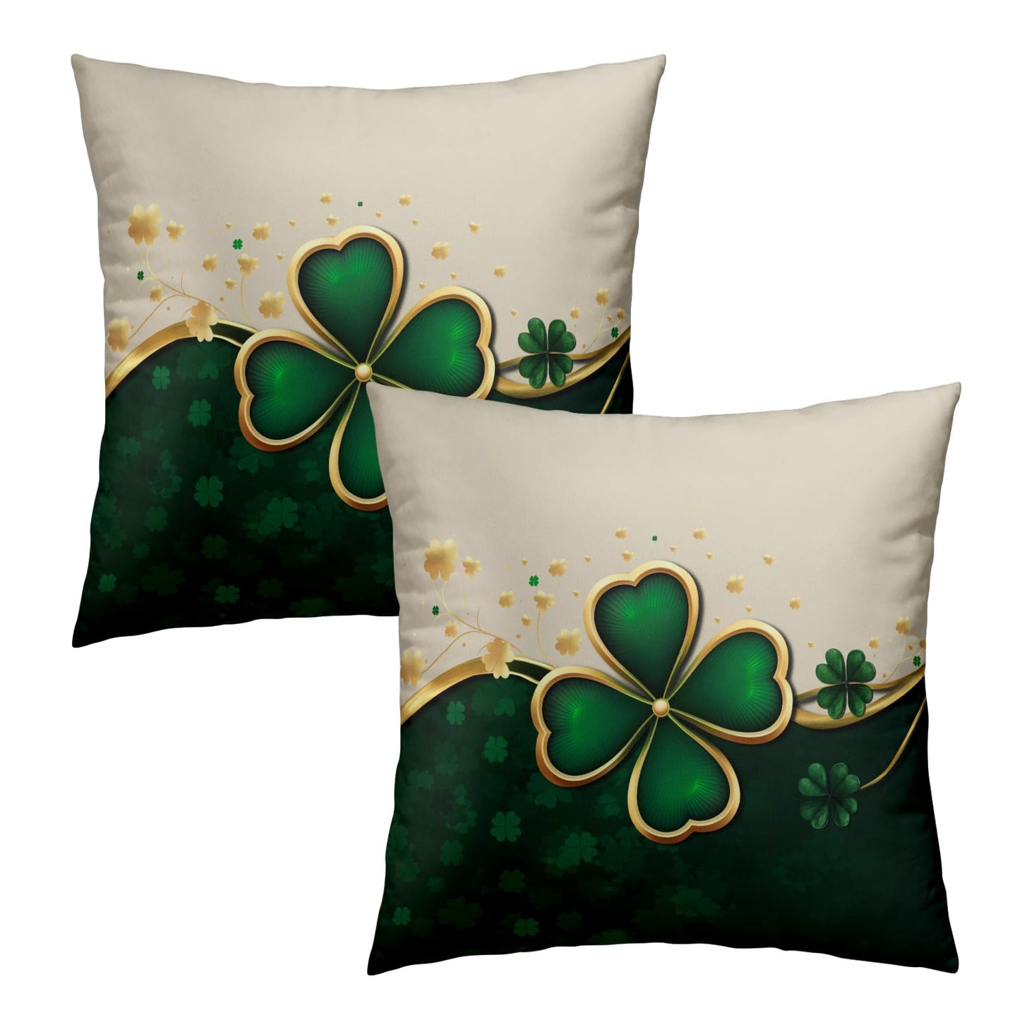 St. Patrick's Day Pillow Cover - Shamrock Throw Pillow Covers 18x18 Set of 2 Green Beige Decorative Pillowcases for Couch Sofa Bedroom BST202