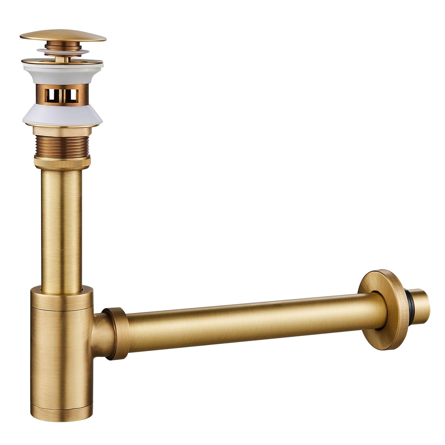 Solid Brass Adjustable 1-1/4 Bottle Trap with Overflow Drain Stopper Set, Bathroom Sink P-Trap Complete Set Sink Drain Kit Tube, Antique BST220