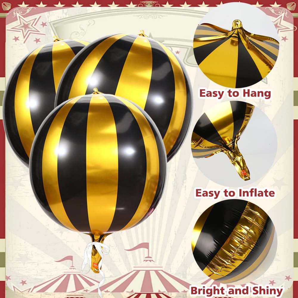 Carnival Theme Balloon 22inch Foil Red and White Balloons Circus Theme Party Decorations Carnival Candy Cane Balloons Striped Balloon Circus Decorations, 8pcs Decor for Birthday Party BST202