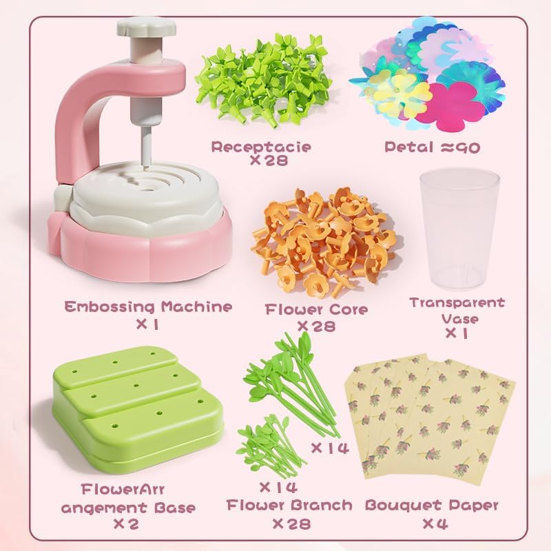 Abifny Flower Making Kit, DIY Craft Kits Toys for Kids Build Flower Bouquets Toys, Arts & Crafts Gifts for 4 5 6 7 8 Year Toddler Girl, Educational Activity Preschool Gifts