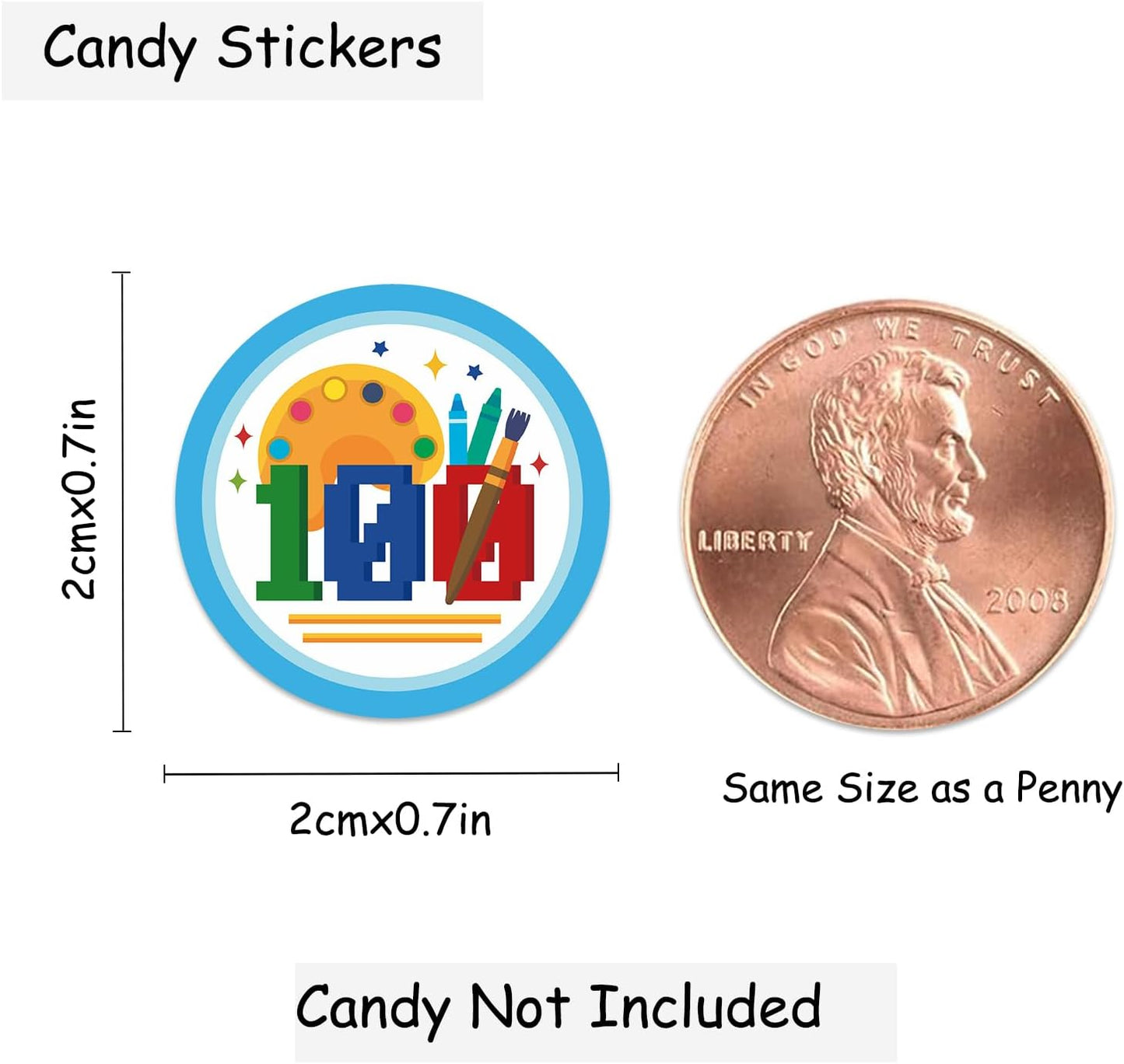 100 Days of School Party Favor Stickers, 150pcs Happy 100 Days Mini Chocolate Label Stickers Round Mini Chocolate Candy Wrappers,Kids Kindergarten Preschool Primary High School Party Favor BST220