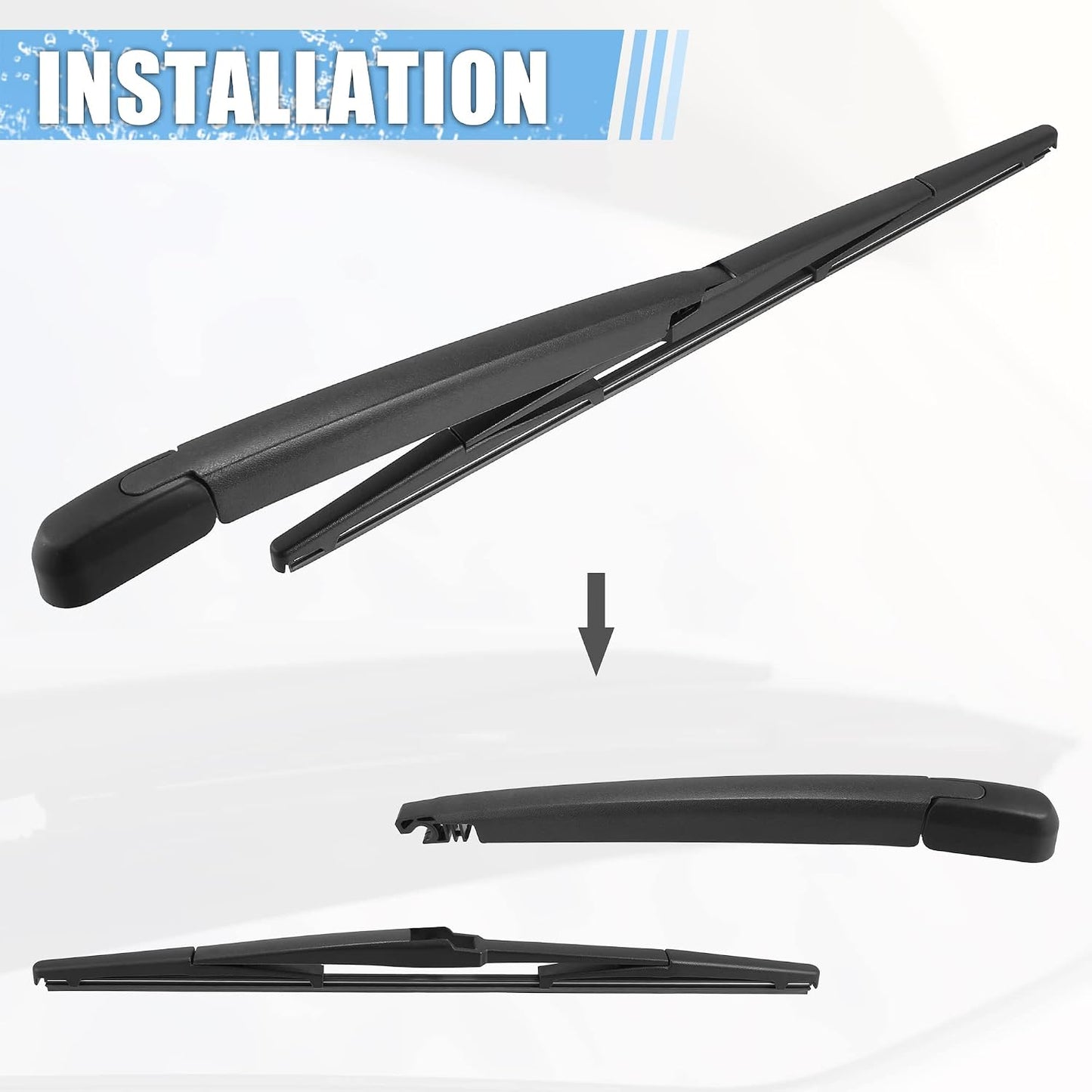 ACROPIX Rear Windshield Wiper Blade Arm Assembly Fit for Toyota Land Cruiser J120 - Pack of 2 Black WN420