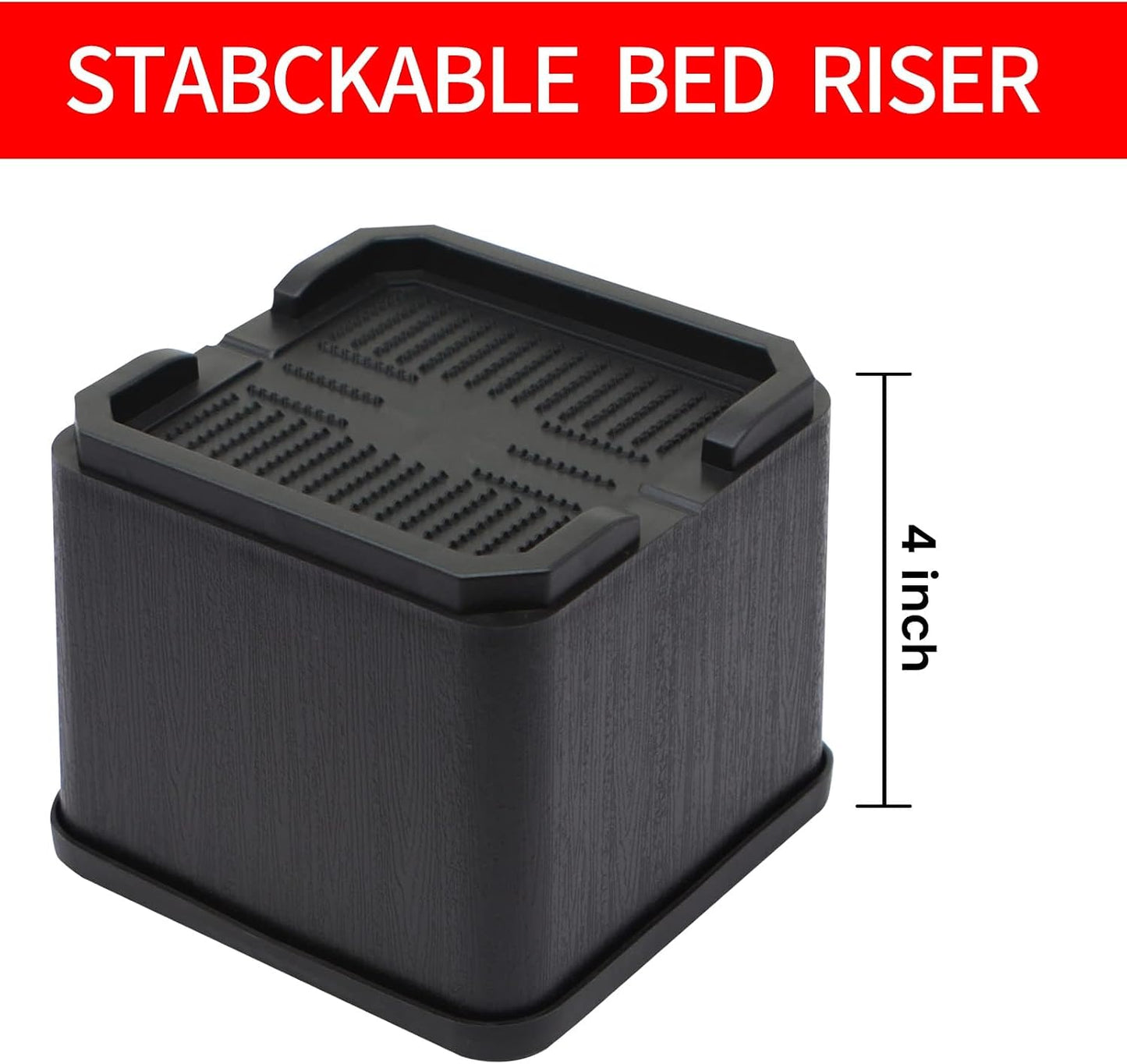 MYMULIKE Bed Risers Oversized 8 Pack, 4 Inch Heavy Duty Furniture Risers Support Up to 6000lbs, Adjustable 8 Inch Bed Raising Blocks Couch Risers for College Dorm Rooms, Tables, Desks BST202