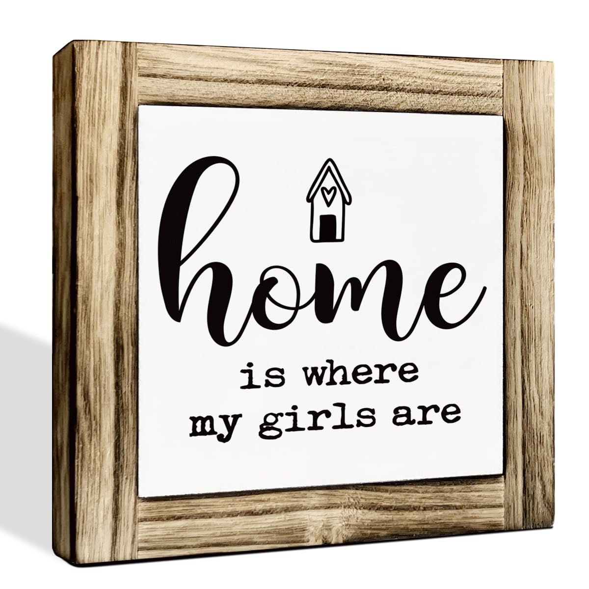 Homes Decor Signs, Decorative Wooden Box Sign, Farmhouse Decors for Living Room, Bedroom, Kitchen, New Home Decor, Shelf Counter Decoration, Home Sweet Home Sign, 5.9×5.9 inches BST220