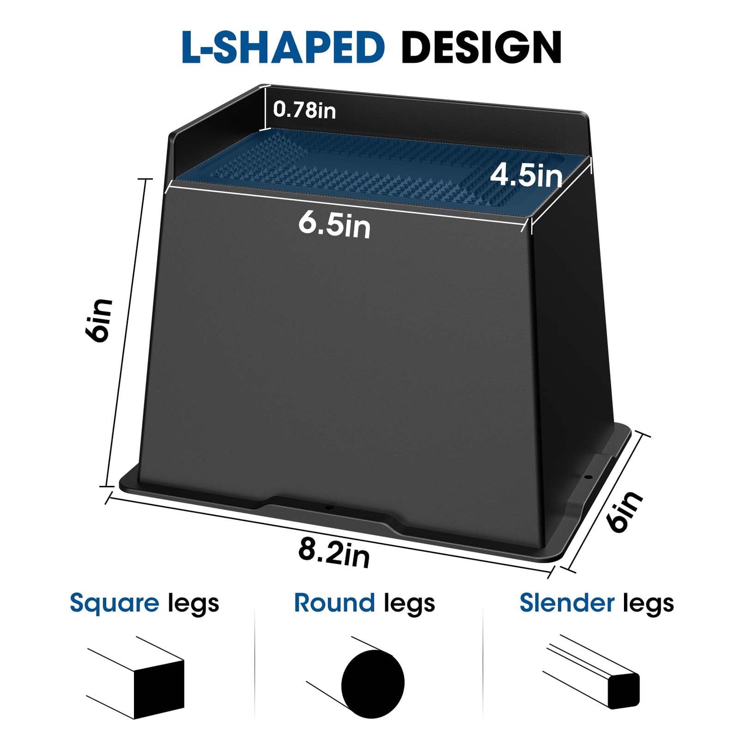 MYMULIKE Bed Risers 5 Inch Heavy Duty, Oversized Furnitures Risers 5 inch Support 6000 lbs, Bed Table Rising Blocks, Fits for Couch, Sofa, Chair, Furniture Lifts (Black 6 Pack) BST202