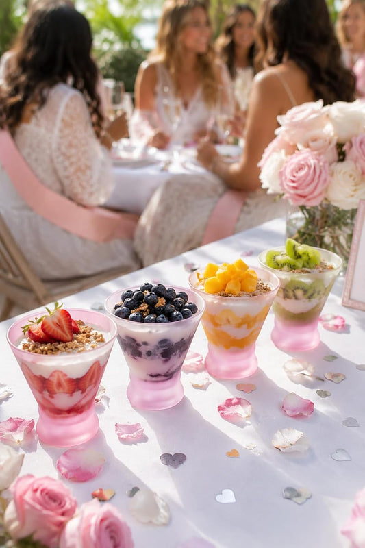 NUTRIUPS Blush Pink Ombre Frosted Glasses 8oz | Aesthetic Cups for Ice Cream, Desserts, Juices & Bridal Showers, Cute Drinking Tumblers for Home Decor & Party BST326H