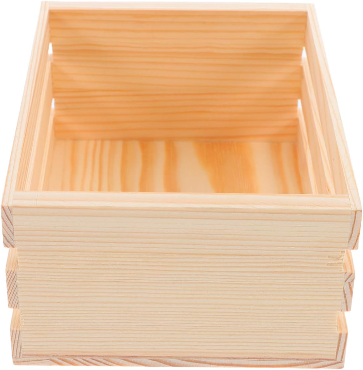 Mini Pine Wood Crate, 6.5" x 4.1" x 3.5" Small Wooden Storage Box with Artistic Hollow Design, Rustic Farmhouse Wood Crate for DIY Crafts, Desk Organizer & Kitchen Decor BST202