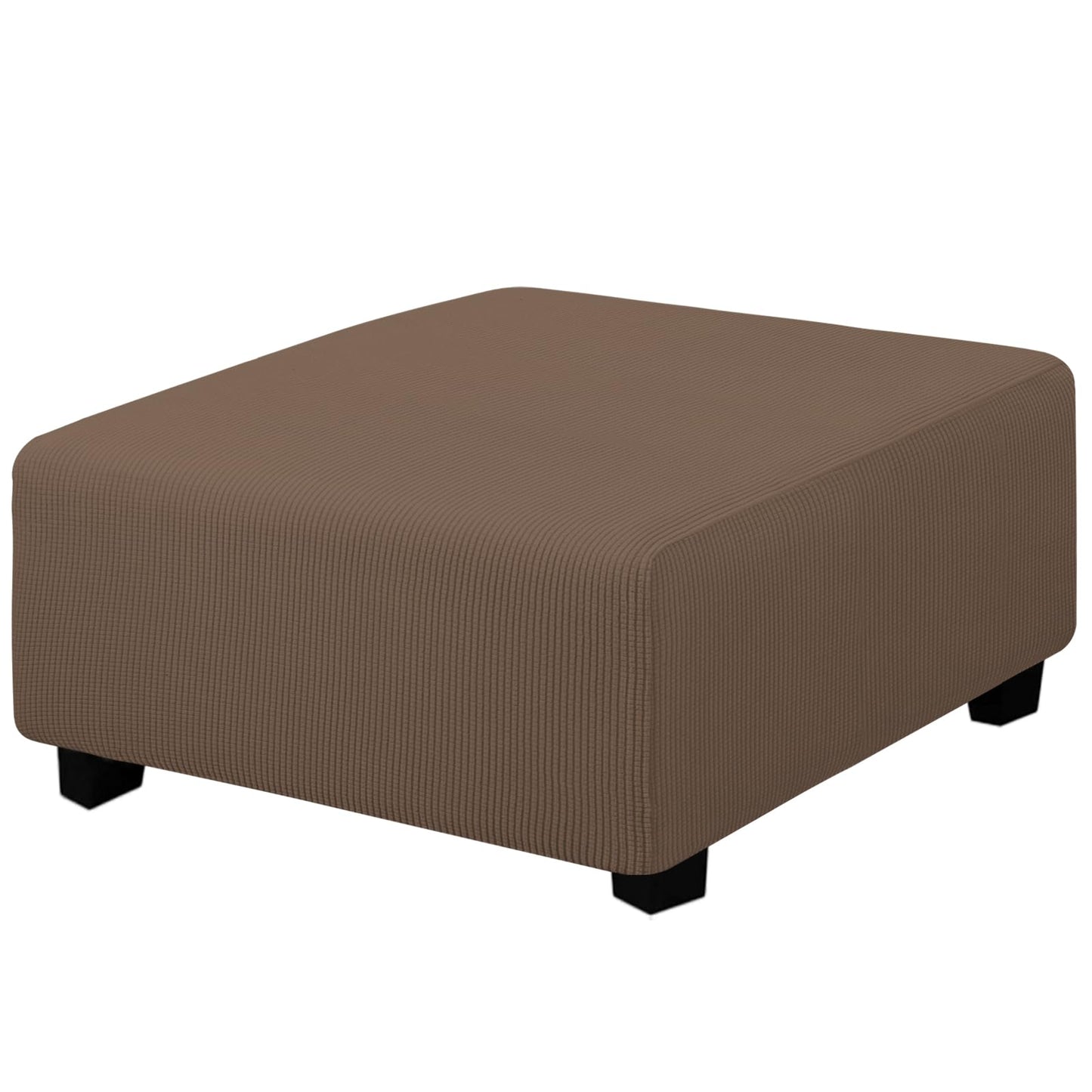 Easy-Going Stretch Square Ottoman Cover 15x15x15inch Dark Blue | Folding Storage Footstool cover Furniture Protector Soft Rectangle slipcover with Elastic Bottom BST202