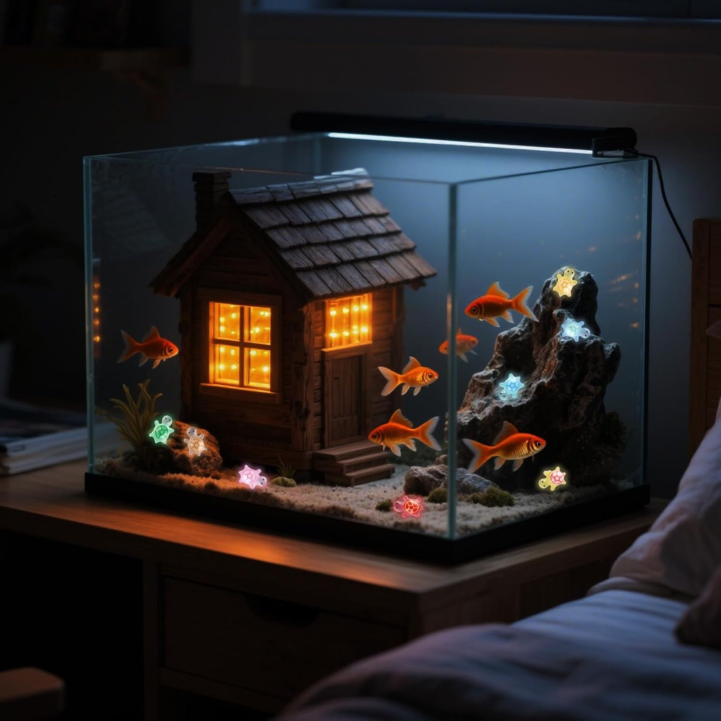 LOGJAM 420 Pcs Mini Resin Turtles Decor, Cute Tiny Sea Turtle Figurines Glow in The Dark for Garden Fish Tank Micro Landscape Home Decor Crafts BST220