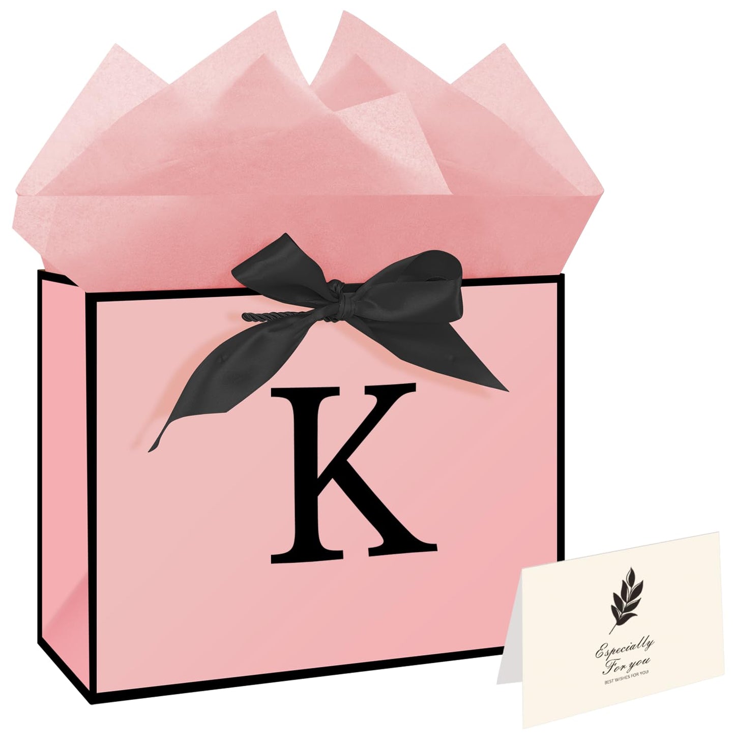 Eaureum Personalized Initial A Gift Bags for Girls Women, 13" Pink Initial A Gift Bags for Birthday Wedding Holidays Party Decorations for Her Girls Women Daughter Granddaughter Friends Wife BST326L