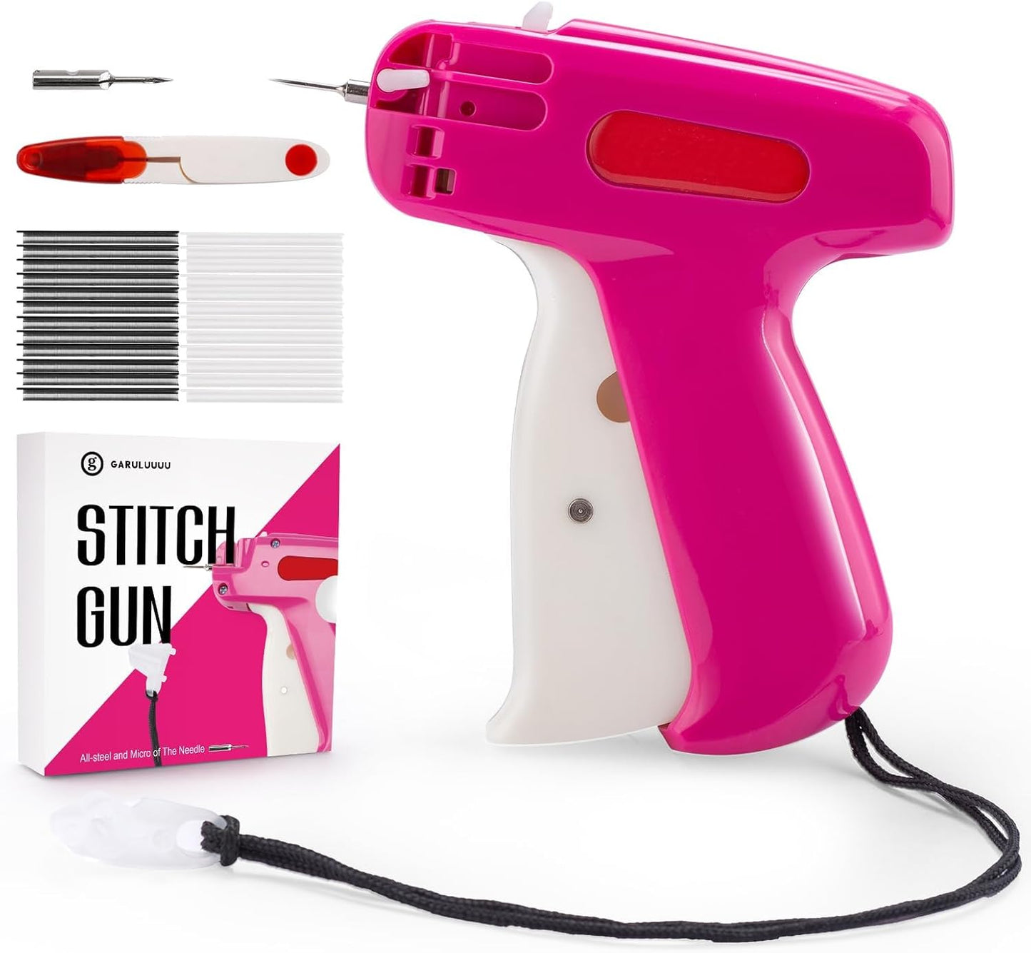 Stitch Gun，Stitch Gun for Clothes，Stitch Gun with Micro Needle，Stithcy Clothing with Handheld，Includes 2 All-Steel Needles，1 Scissor，1500 Black & 1500 White Micro Fasteners，Easy to Play or Use (2800)