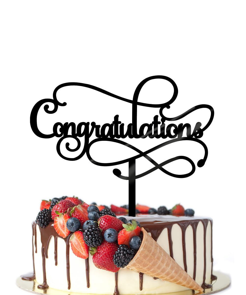 Congratulations Cake Topper,Congratulations 2026 Graduation | Cake Topper,Graduation, Wedding, Retirement, Birthday, Anniversary, Celebration Party Decorations Supplies (Black Gold) BST202