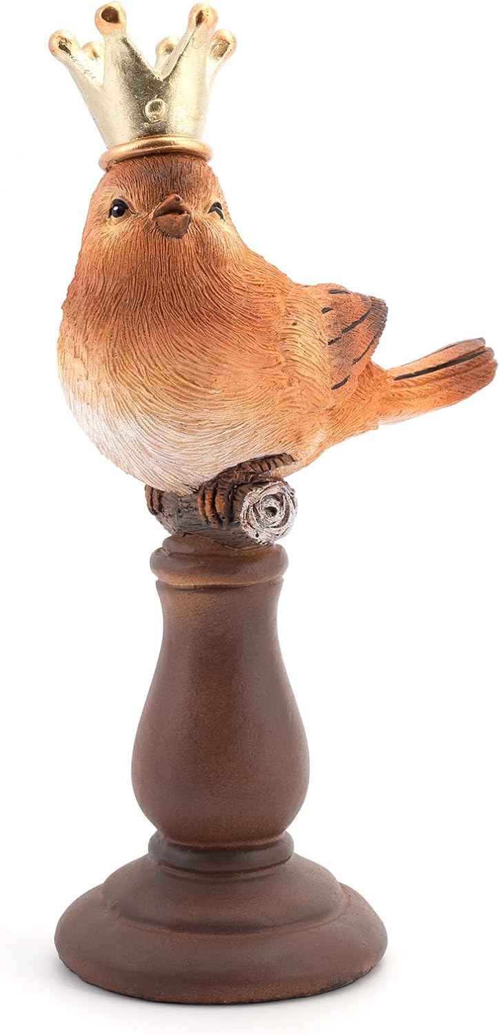 Artpaul Bird Figurines Home Decor Bird Statue with Gold Crown for Shelf Decor & Coffee Table Accents Bird Decorations for Home, Office, Living Room - Bird Gifts for Bird Lovers, Housewarming BST326H