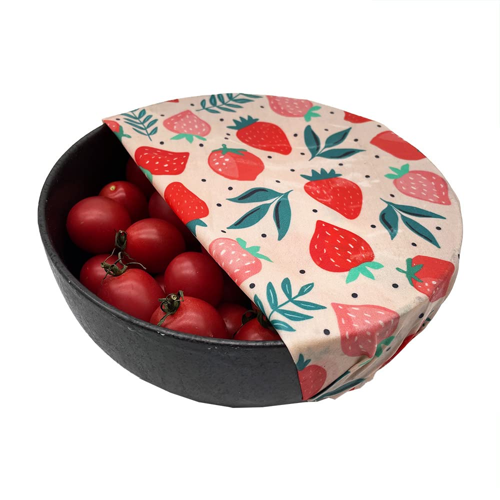 Beeswax Reusable Food Wraps - (6 Packs, 3 Sizes S,M,L, with 2 Meter Hemp Rope, Two Buttons) Plastic and Silicone Free, Eco-friendly Wrap, Wax Paper for Food,Flower BST220