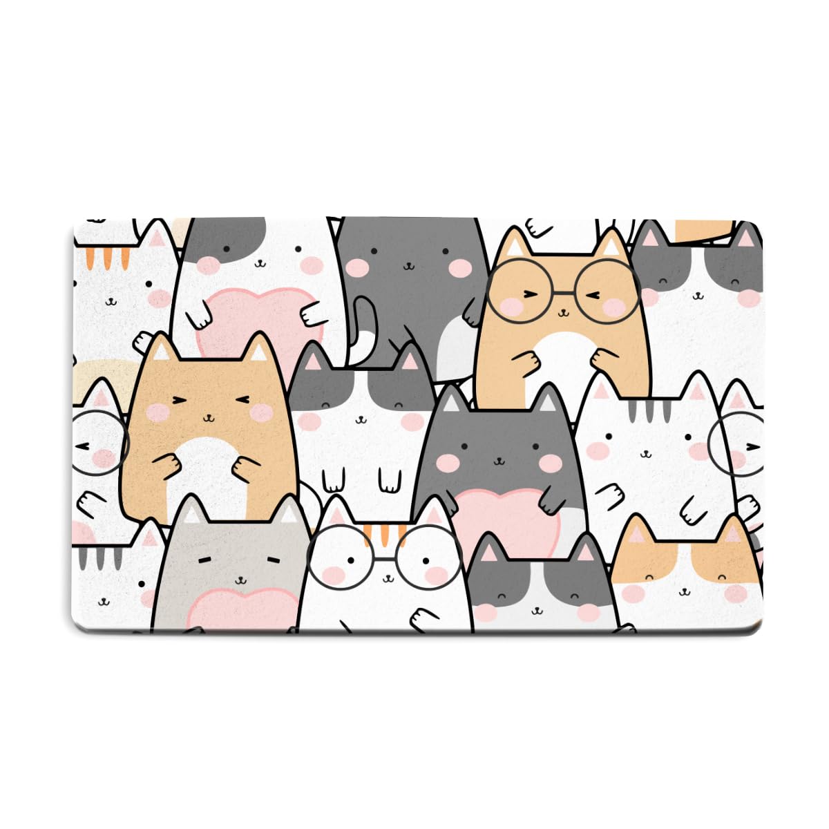 Funny Cat Door Mat 18x30 Inch, Faux Coco Coir Doormat with Non-Slip PVC Backing, Cats Printed Welcome Mat for Outdoor Indoor Entryway Porch Home Kitchen Patio, Cat Lover Gifts for Women Mom BST202
