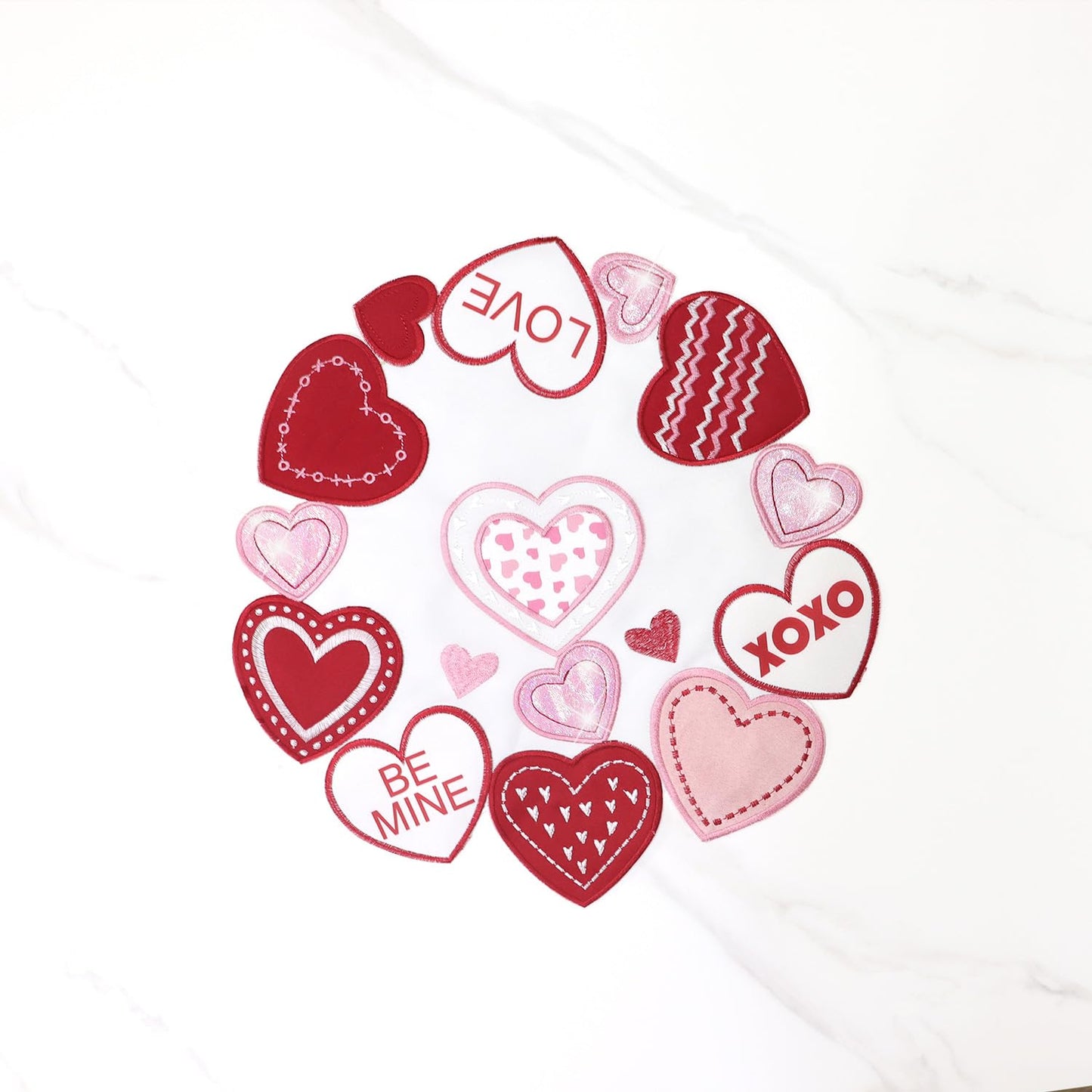 Valentines Table Runner Embroidered Red Love Heart Pink Valentines Day Runner for Table Decorations 54 inches Long Sparkle Cut Out Wedding XOXO BST202