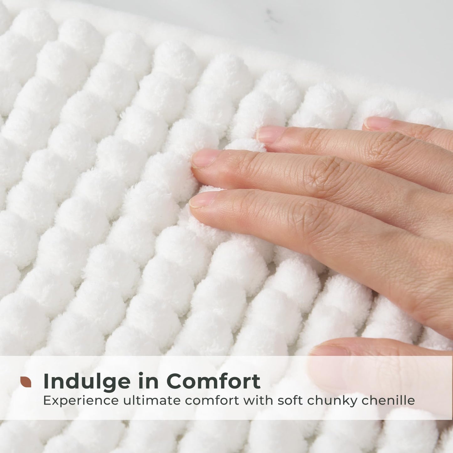 FRESHMINT Thick Chunky Chenille Bathroom Rug, Black, 20"x32" | Non-Slip Backing, Water Absorbent Surface, Machine Washable Care, Cushioned Comfort, Bathroom Floor Use BST220