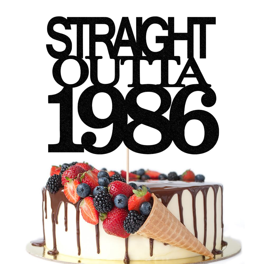 Black Glitter Straight Outta 1961 Cake Topper,Hello 65,Funny 65th | Birthday Cake Topper,65 Fabulous,Cheer to 65 Years,Men and Women 65th Birthday/Wedding/Anniversary Party Decorations BST202