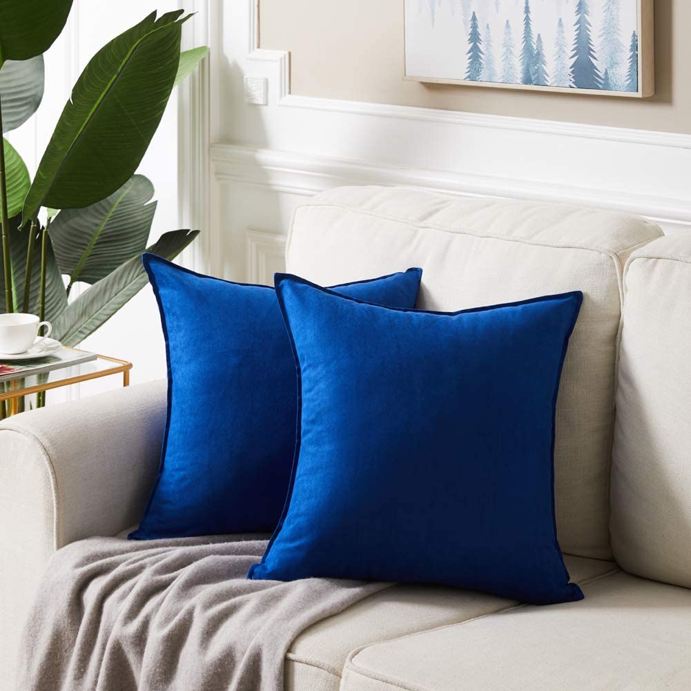 Fancy Homi 4 Packs Olive Green Decorative Throw Pillow Covers 18x18 inch, Super Soft Faux Suede Decor Square Pillow Covers 45x45 cm, Solid Cushion Cover for Couch Living Room Sofa Bedroom BST220