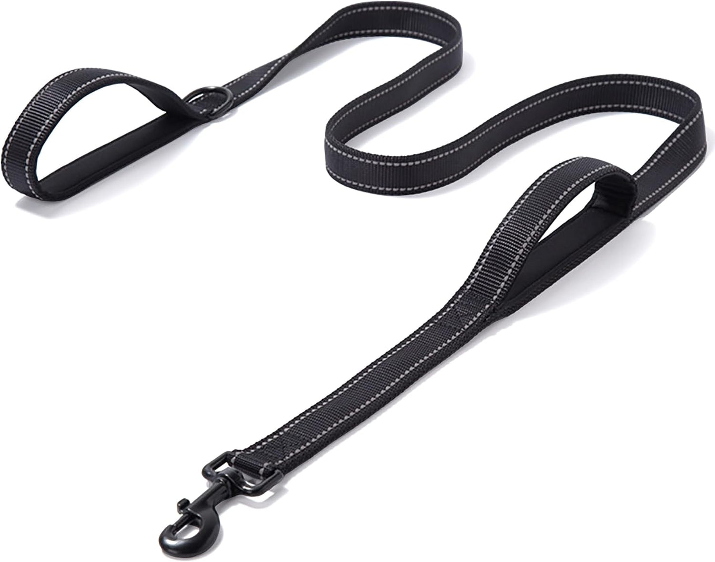 6FT Heavy Duty Dog Leash with Double Padded Handles, Traffic Handle & Reflective Nylon, Durable Walking Lead with Easy Snap Hook for Large, Medium & Small Dogs WN420