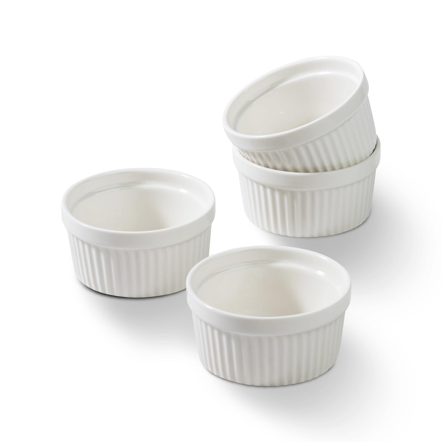 4oz Ramekins Set of 4,Creme Brulee Ramekins Oven Safe,Ceramic Custard Cups Ramiken for Baking,Souffle Ramekin Bowls for Pudding Ice Cream,Blue BST220