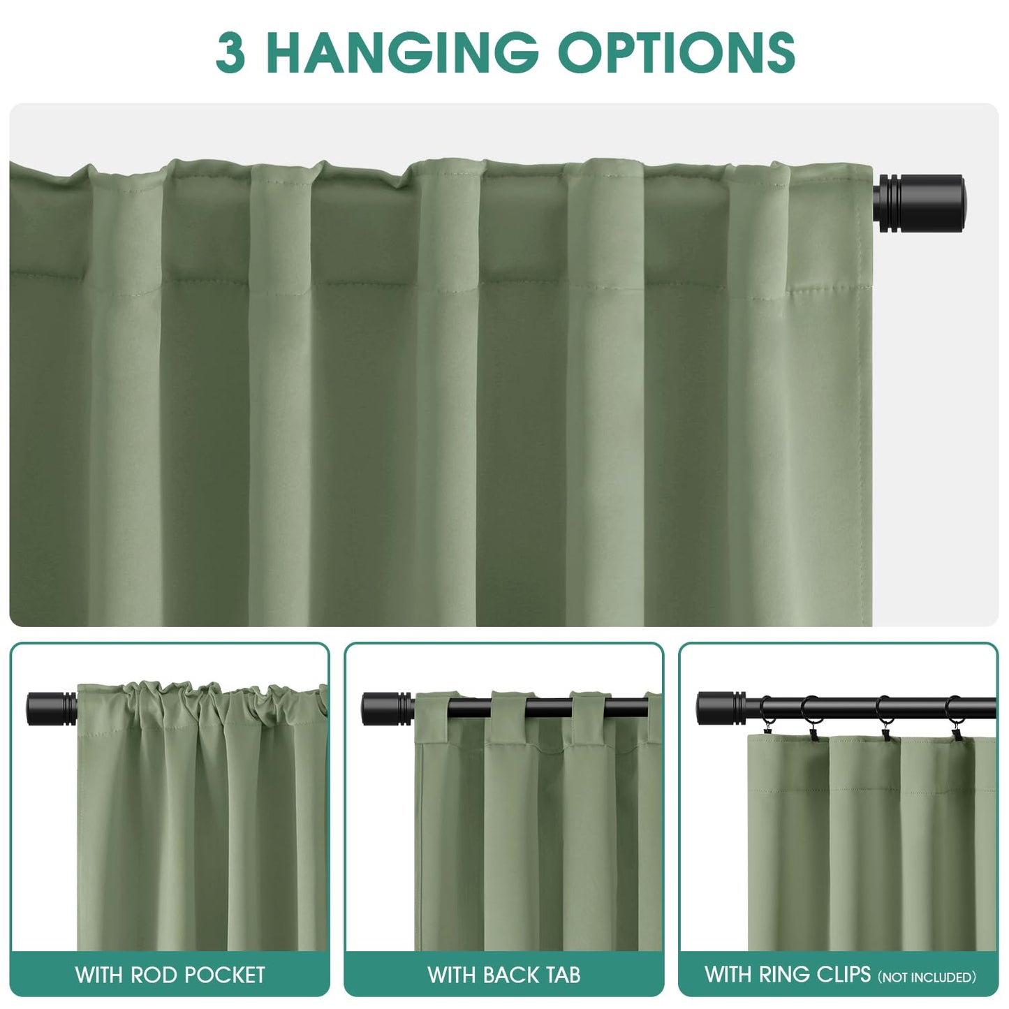 HOMEIDEAS Blackout Curtains, 2 Pages Grey Gray Room Darkening Bedroom Pinch Pleated Curtains Thermal Insulated Back Tab Rod Pocket Drapes for Bedroom, W52 x L63 BST326H