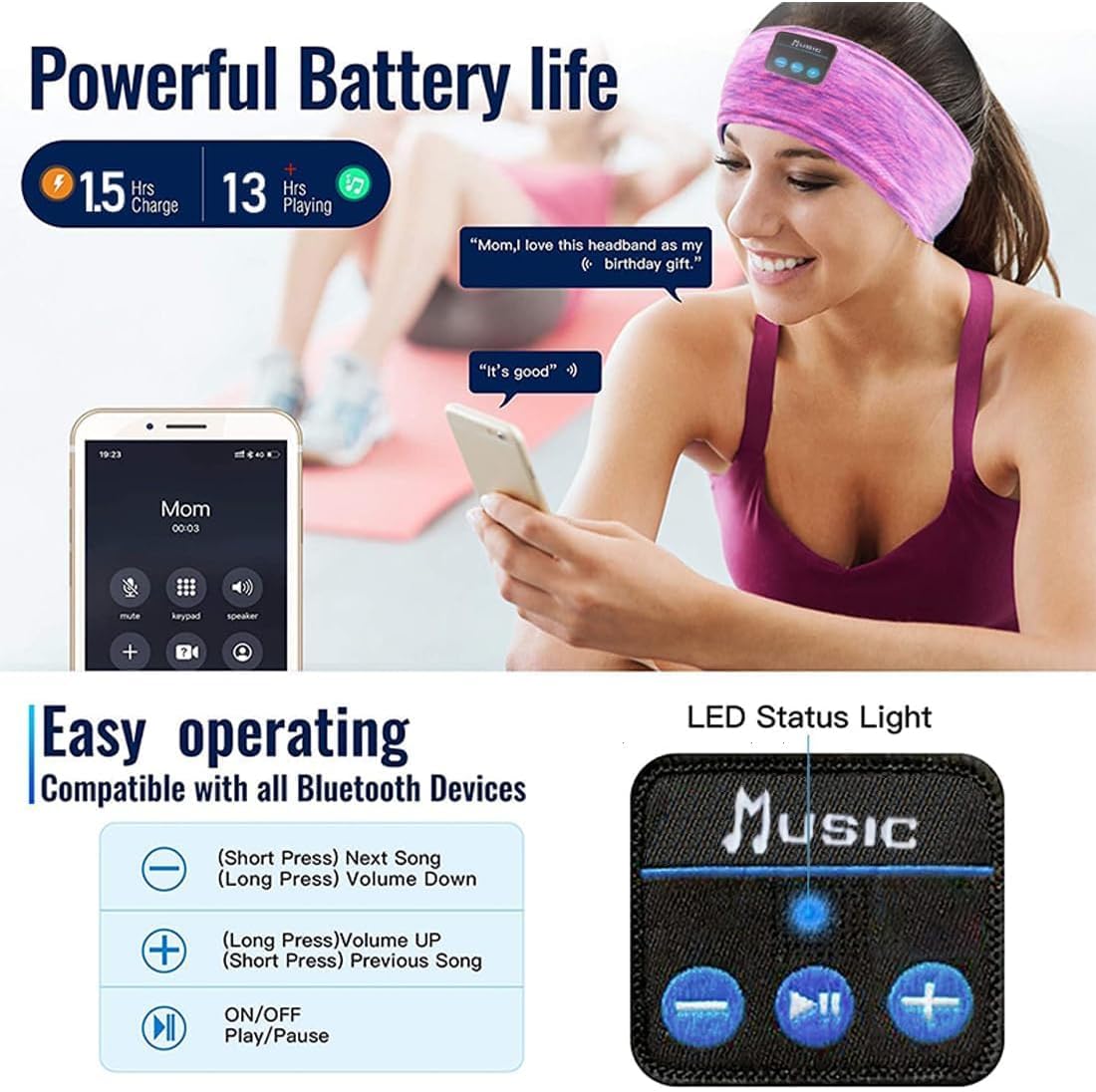 Music Headband Wireless Sleep Headphones for Women 94