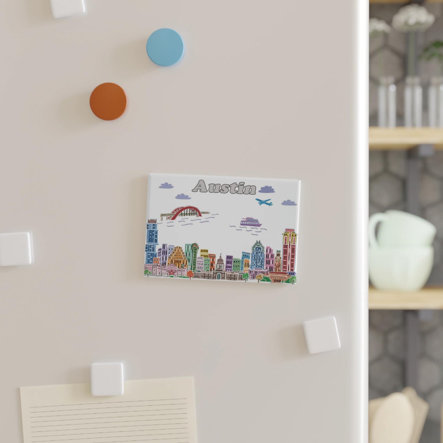 City Themed Artwork Magnet Collection by Beary Blu - Designed in The USA, Collectible Souvenirs Gifts 2.5" x 3.5" (Dallas) BST220