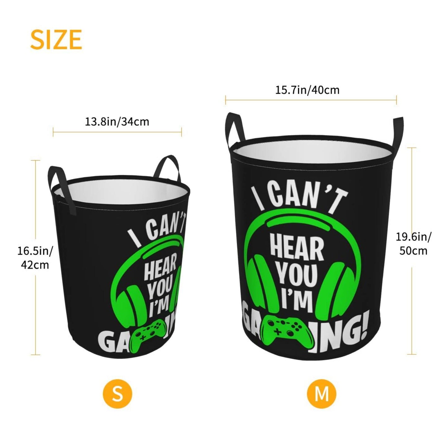 38L Round Laundry Hamper Video Game Controller Background Storage Basket Waterproof Coating Gaming Gadgets Organizer Bin For Nursery Clothes Toys BST202