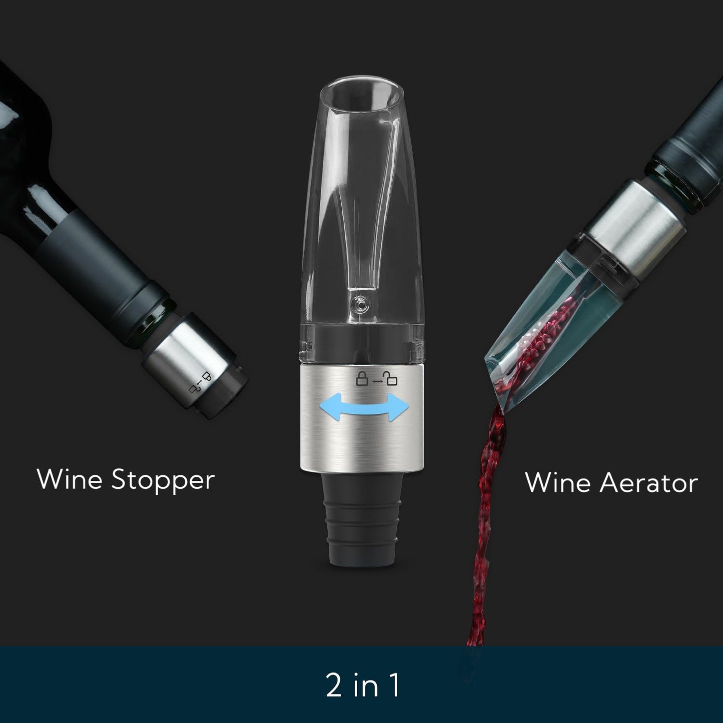 KITCHENDAO Detachable Wine Aerator Pourer - BPA Free Tritan Premium Wine Air Aerator Decanter Spout Dispenser - No Drip or Spill - Improve Taste and Bouquet Instantly - Dishwasher Safe BST220