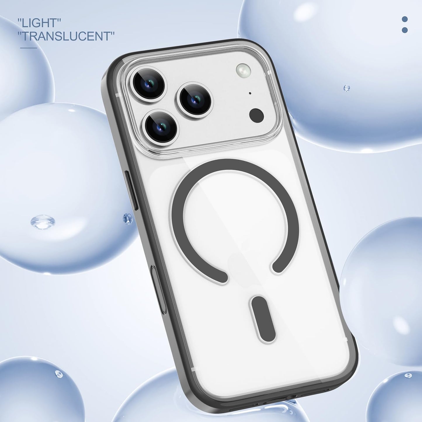 PULOKA for iPhone Case Compatible with Magsafe, Color Bumper & Clear TPU Back Hybrid Shockproof Cover (White, iPhone 16 Pro Max) WN420