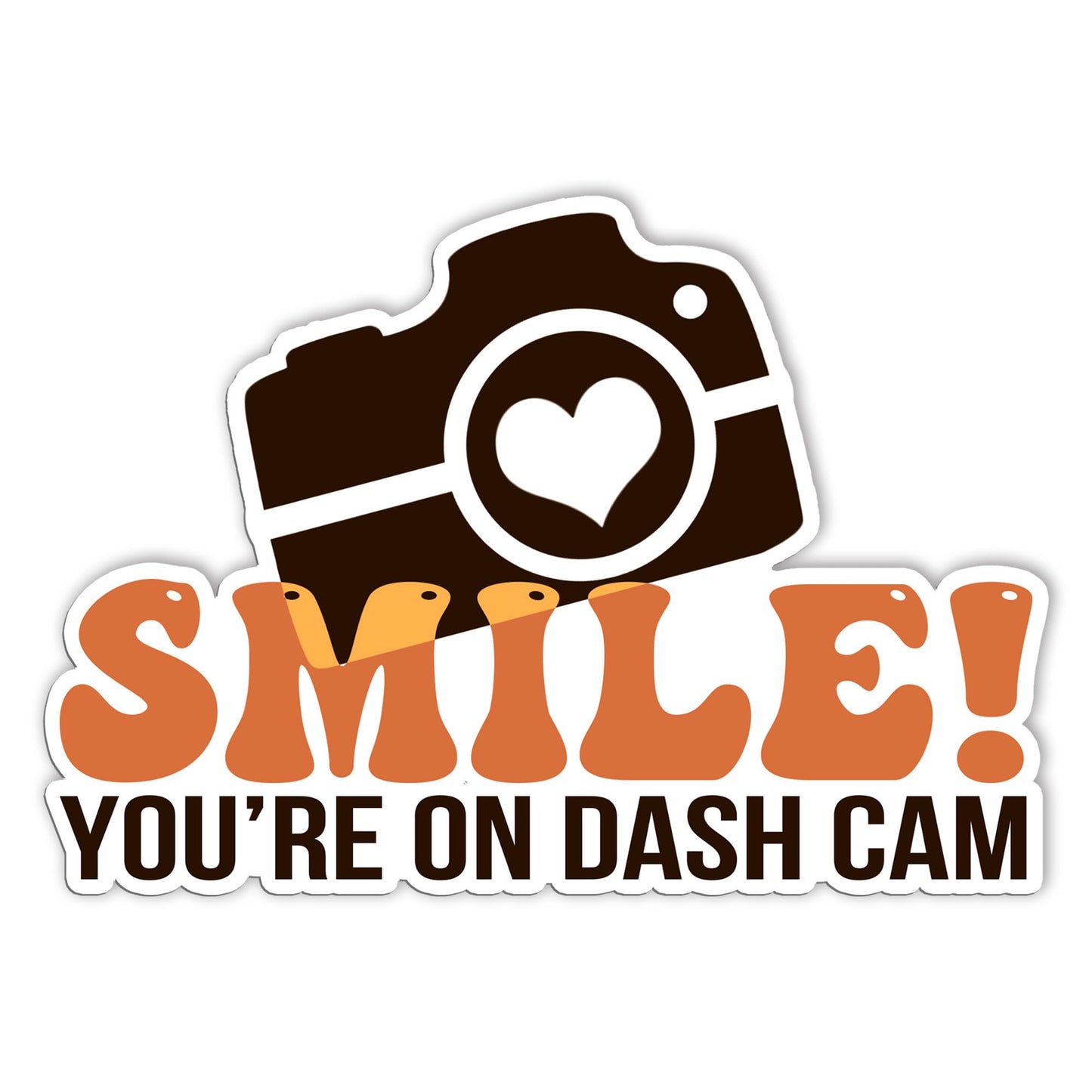 Smile You are On Dash Cam Sticker, Funny Warning Sign Camera CCTV Decals Sticker, Vinyl Waterproof Stickers for Car, Truck, Van, Windowns, Camera Area, CCTV, Gifts Ideas for Friends (6inches) BST326L