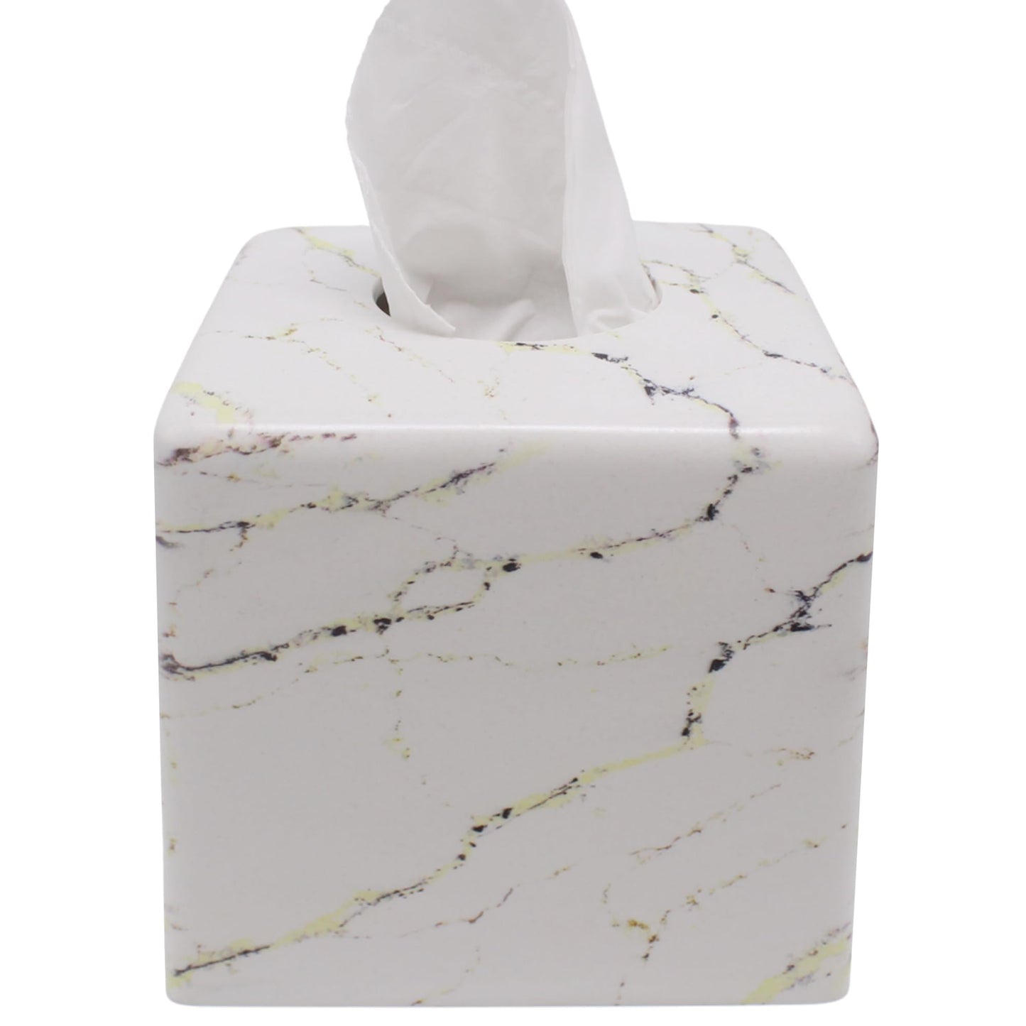 Square Tissue Box Cover Decorative Kleenex Box Holder for Bathroom & Living Room with Handcrafted Texture (colla Gold) BST220