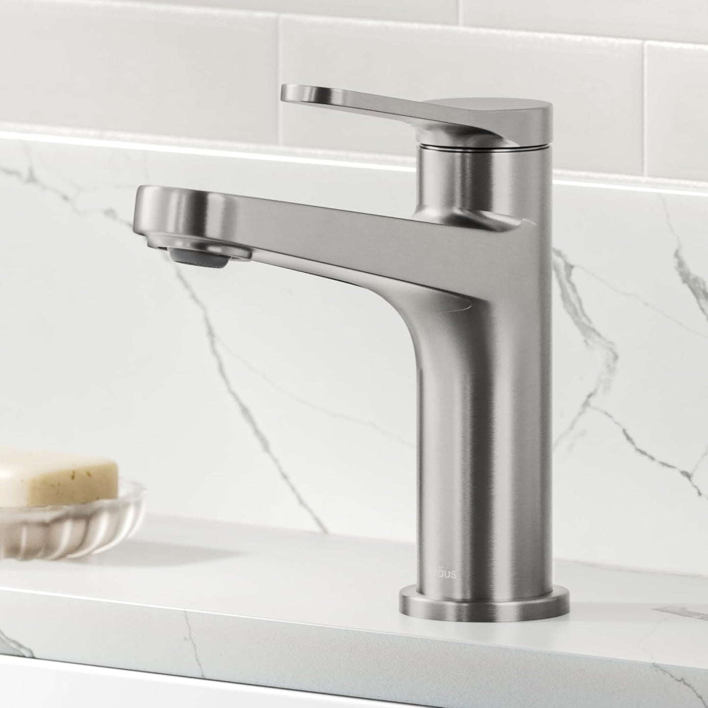 KRAUS Indy Single Handle One Hole Bathroom Sink Faucet in Spot-Free Brushed Nickel 78