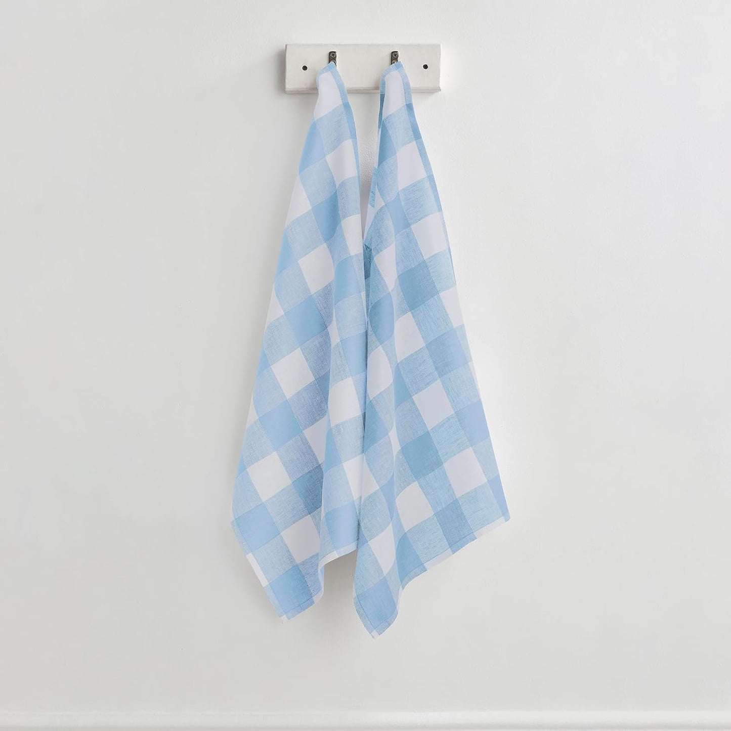 Solino Home 100% Linen Tea Towels Blue Bell Check, 16.5 x 26.5 in, Set of 2 | Buffalo Check Tea Towels absorbent and quick drying; buffalo checkered weave, mitered corners; Pure Linen; OEKO-TEX Certified BST326SOLH