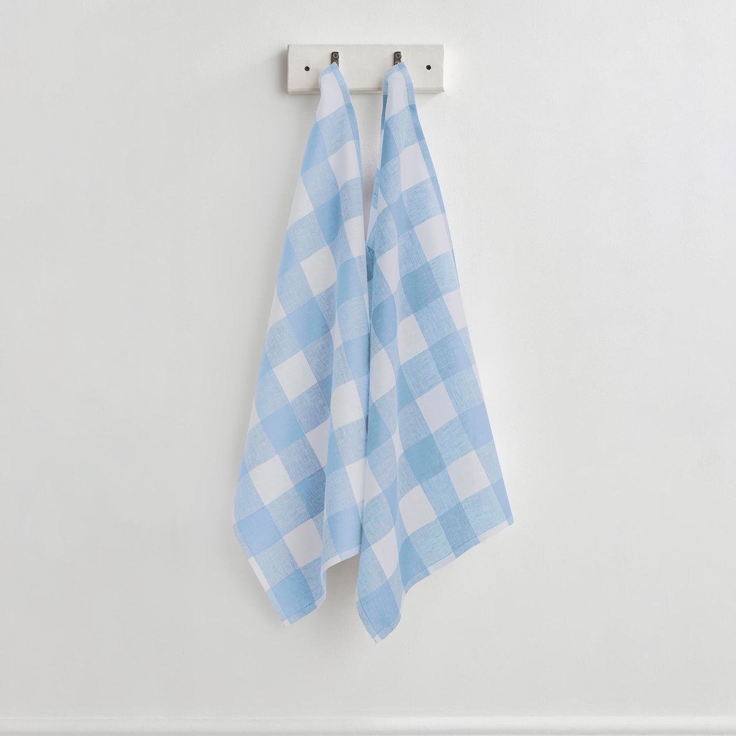 Solino Home 100% Linen Tea Towels Blue Bell Check, 16.5 x 26.5 in, Set of 2 | Buffalo Check Tea Towels absorbent and quick drying; buffalo checkered weave, mitered corners; Pure Linen; OEKO-TEX Certified BST326SOLH