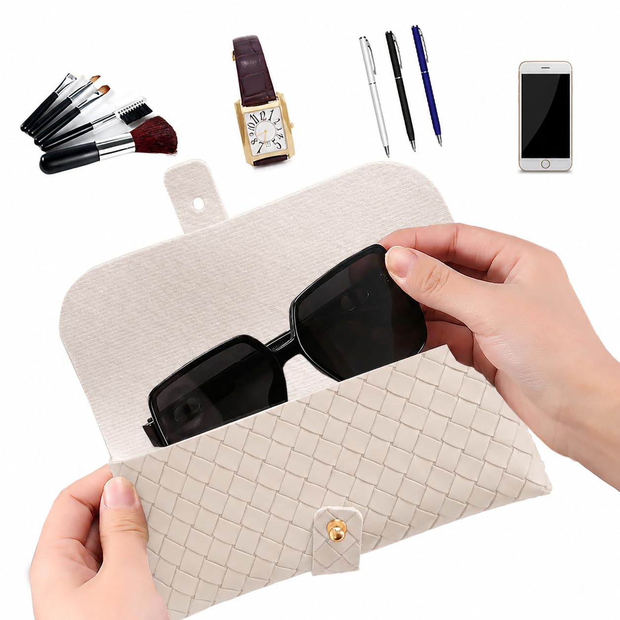 Glasses storage bag Travel sunglasses myopia glasses storage bag Fashion leather storage bag WN420