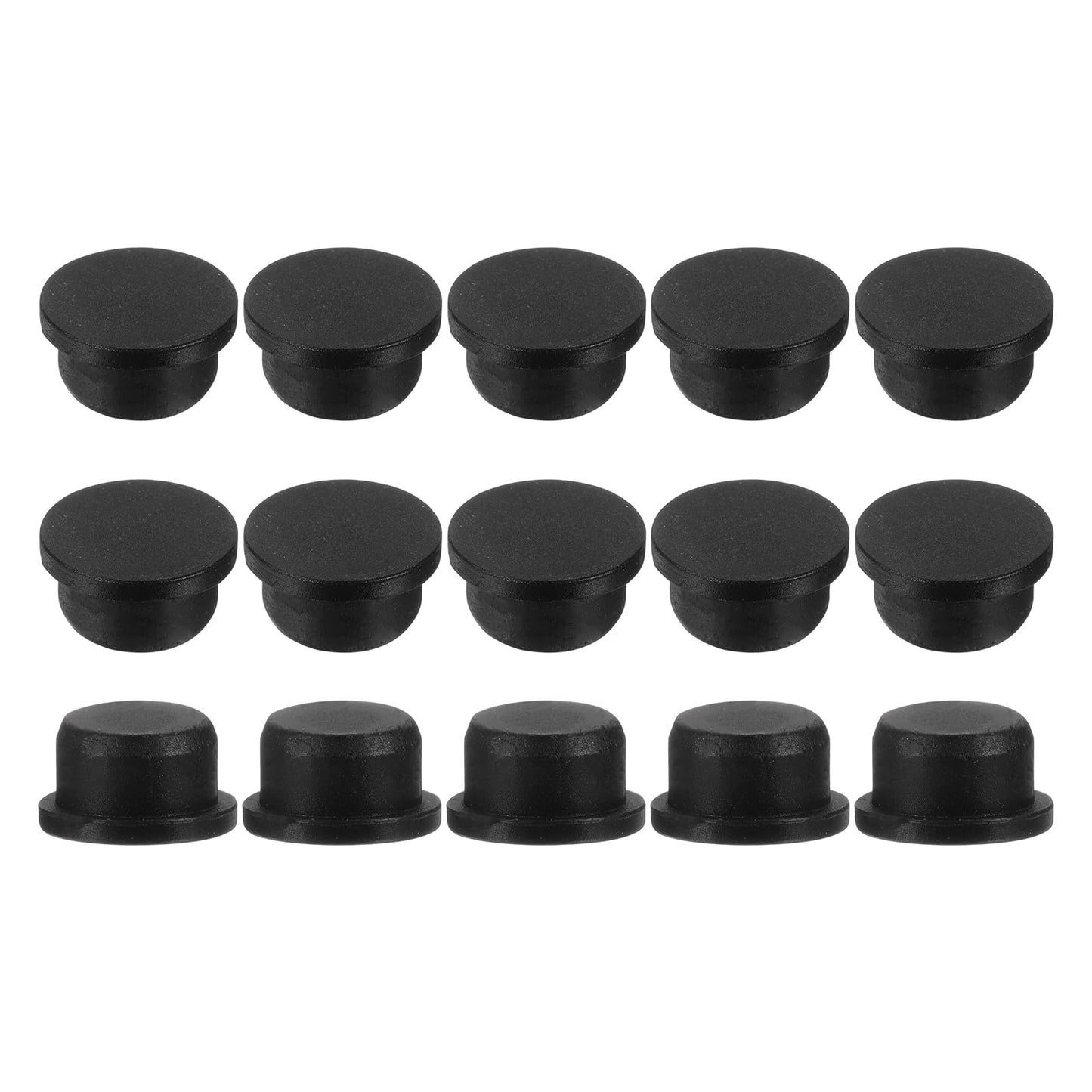 uxcell 15Pcs Silicone Hole Plug, Waterproof Solid T-Shaped Rubber Stoppers Bottle Seal Tube Pipe Plugs End Cap for 5.8mm/0.23" Hole for Bathtub Bottle, 0.31" Plug Height, Black BST326L