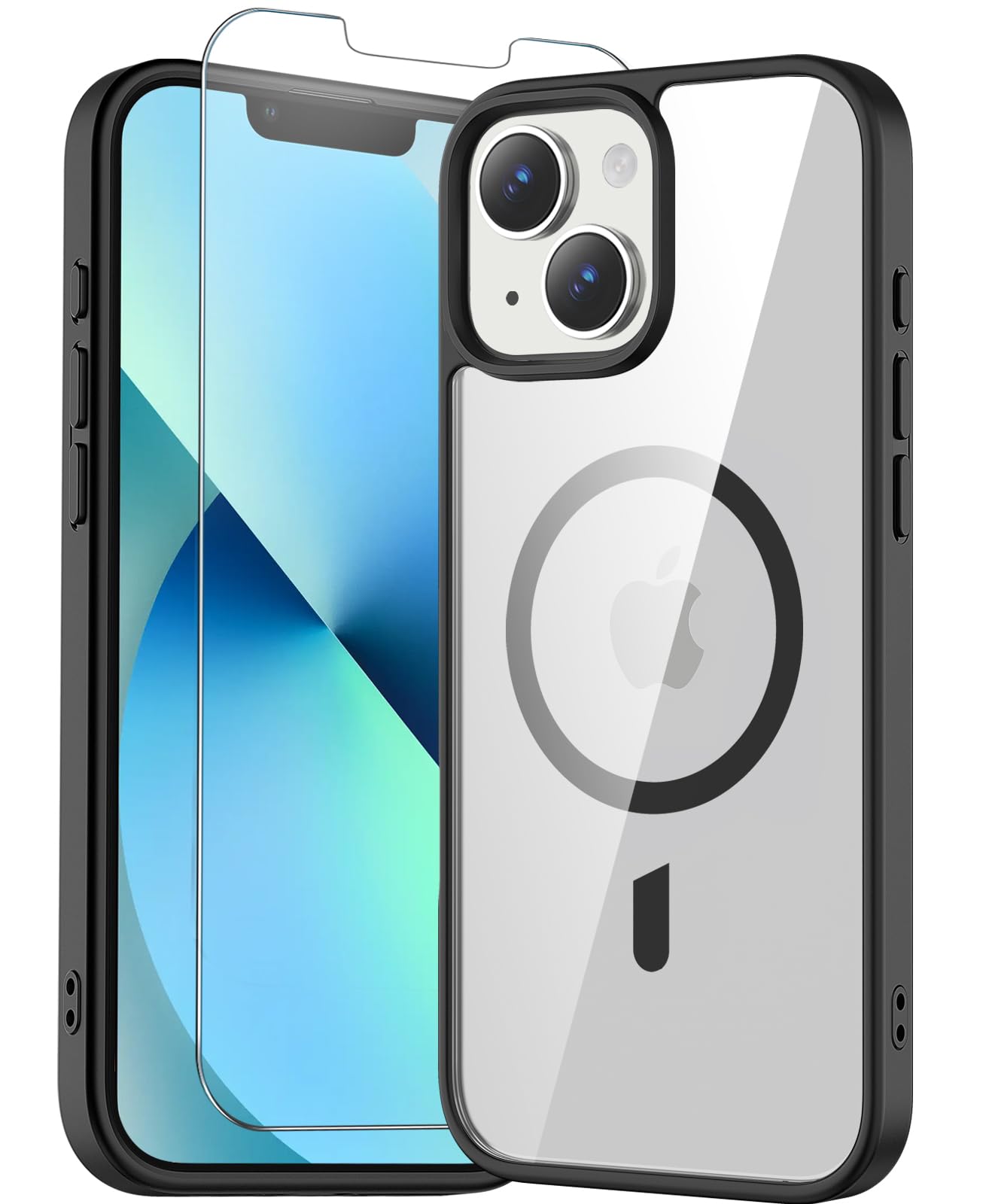 for iPhone 17 Pro Max Case Clear with Screen Protector, Compatible with Magsafe, Anti-Yellowing, Military-Grade Protection, Shockproof Slim Magnetic Phone Case Cover, Black WN420